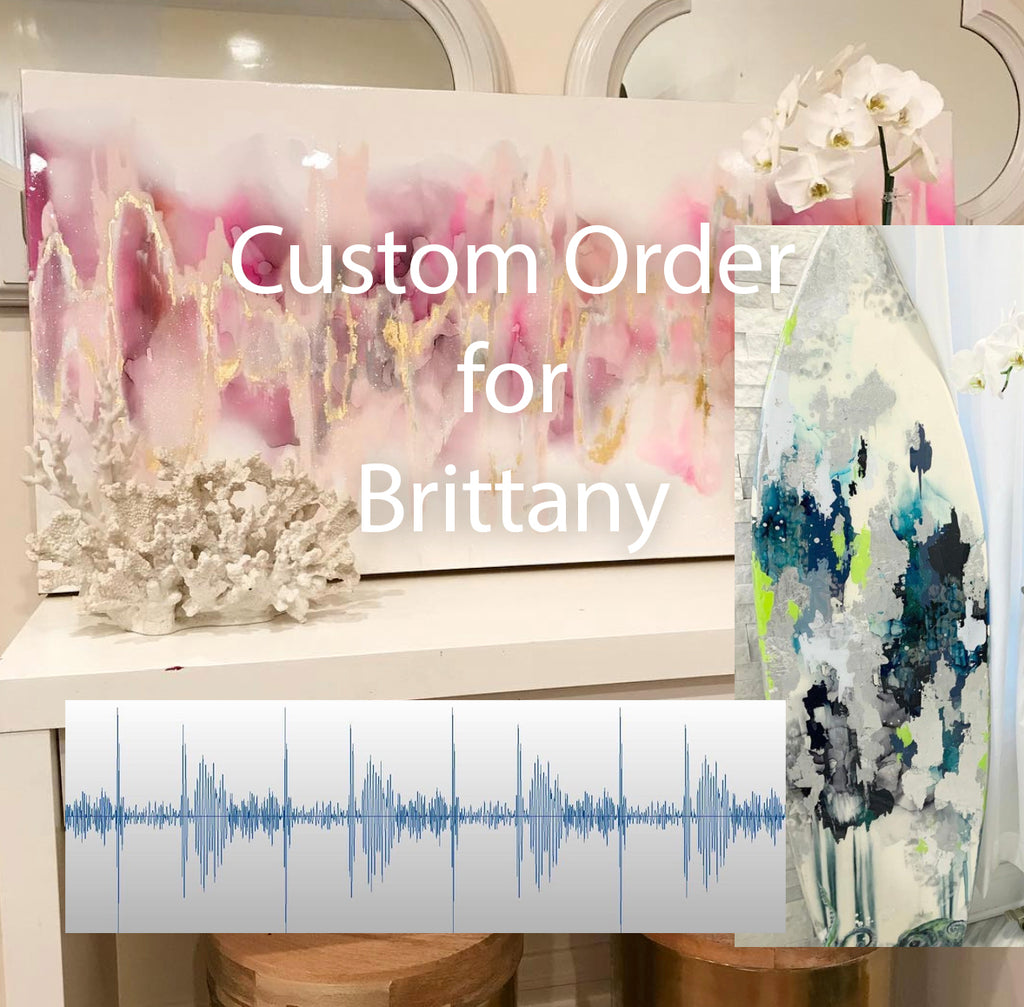 Custom Order for Brittany 24" x 48"  Navy, Blue, Silver, Gray Heartbeat Painting