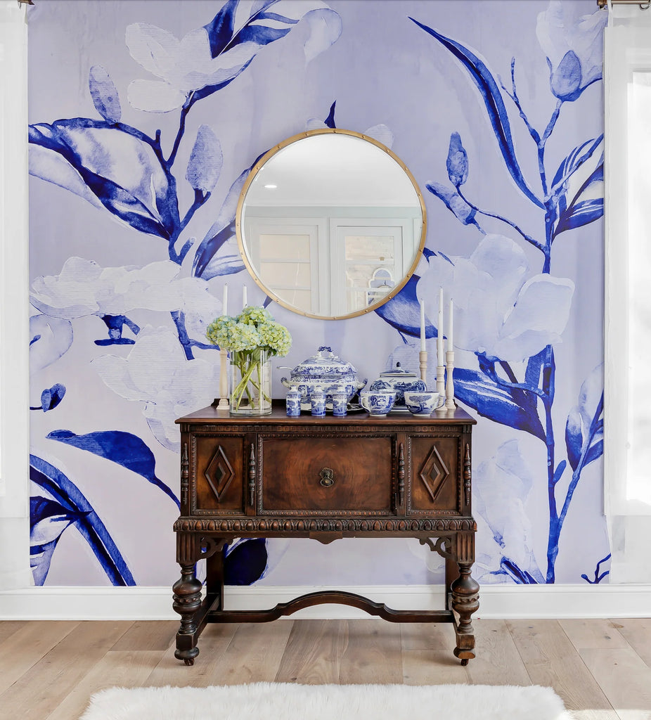 "Blue China Magnolia" Oversized Wall Mural
