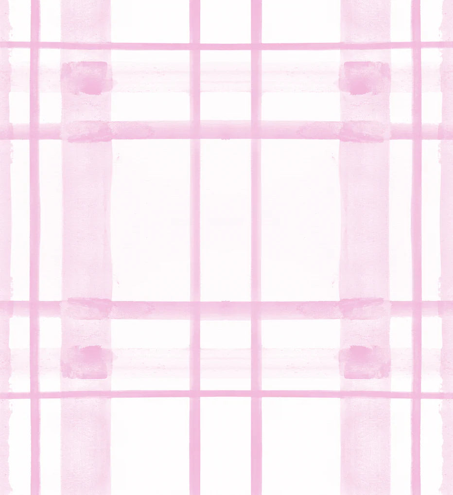 "Pink Watercolor Plaid" Oversize Wall Mural