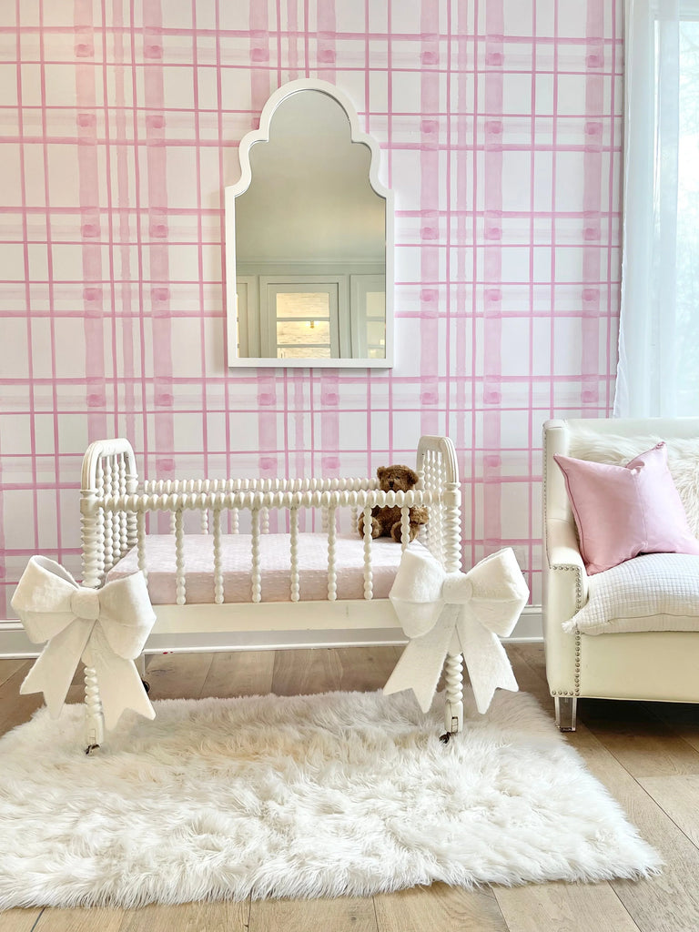 "Pink Watercolor Plaid" Oversize Wall Mural