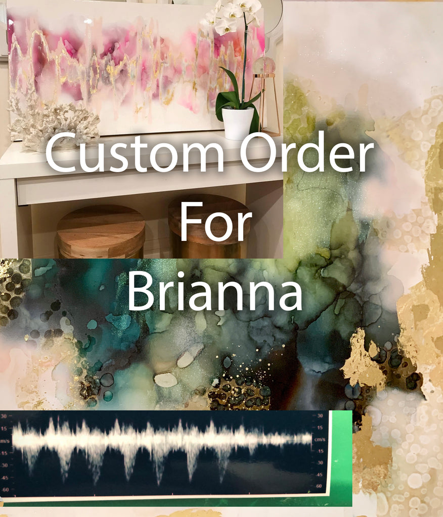 Custom Order for Briana 16" x 40" ekg featuring shades of Gray, Gold, Muted Emeralds, white