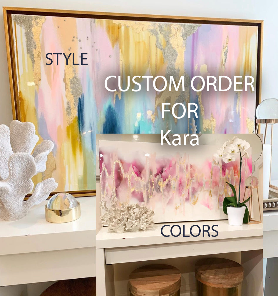 Custom Order For Kara Blush, pink gold white, gold leaf Abstract Art 36" x 48" Canvas