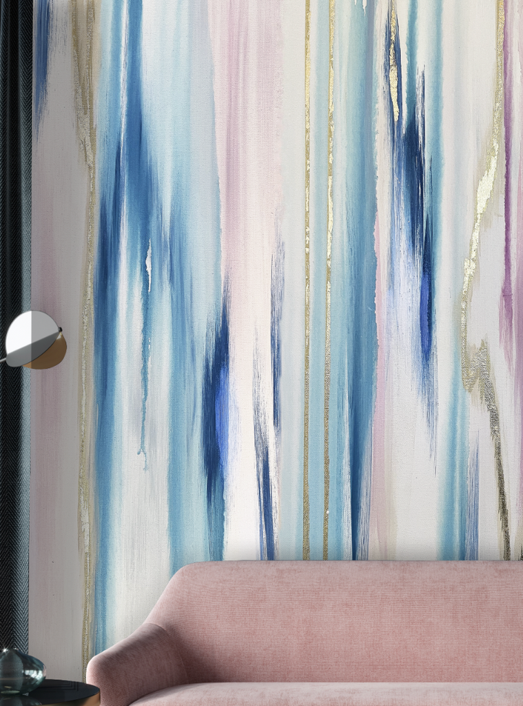 Custom "Opal Falls" Oversized Wall Mural 62" Tall x 106" Wide peel & stick
