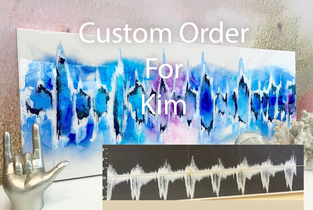 Custom Order for Kim 16" x 40" ekg featuring shades of Navy and Gray, touch of silver *NO GLITTER*